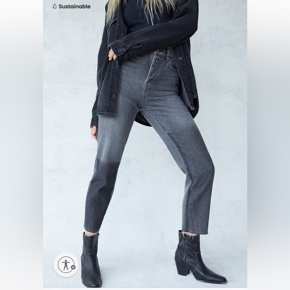 NWT PacSun Eco Black Gray High Rise Straight Leg Jean Size 27